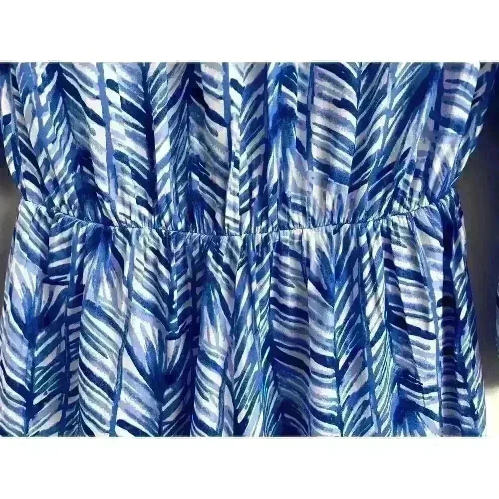 Lilly Pulitzer Sz XS Colby Romper Blue Palm Print Summer Vacation Travel Night - Picture 12 of 16